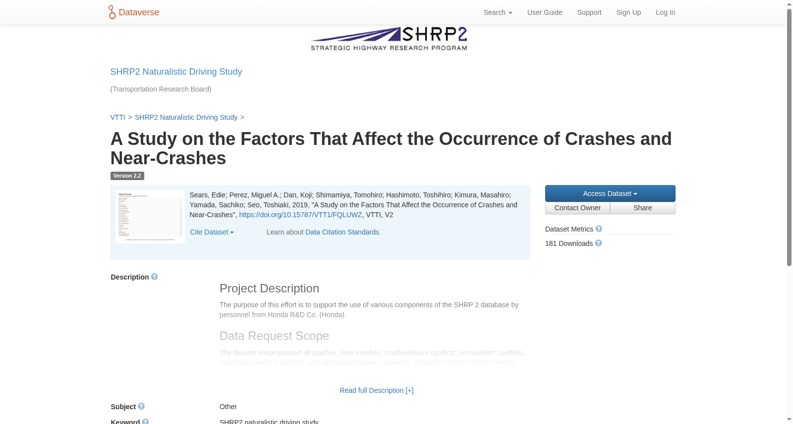 A Study on the Factors That Affect the Occurrence of Crashes and Near-Crashes 数据集图片