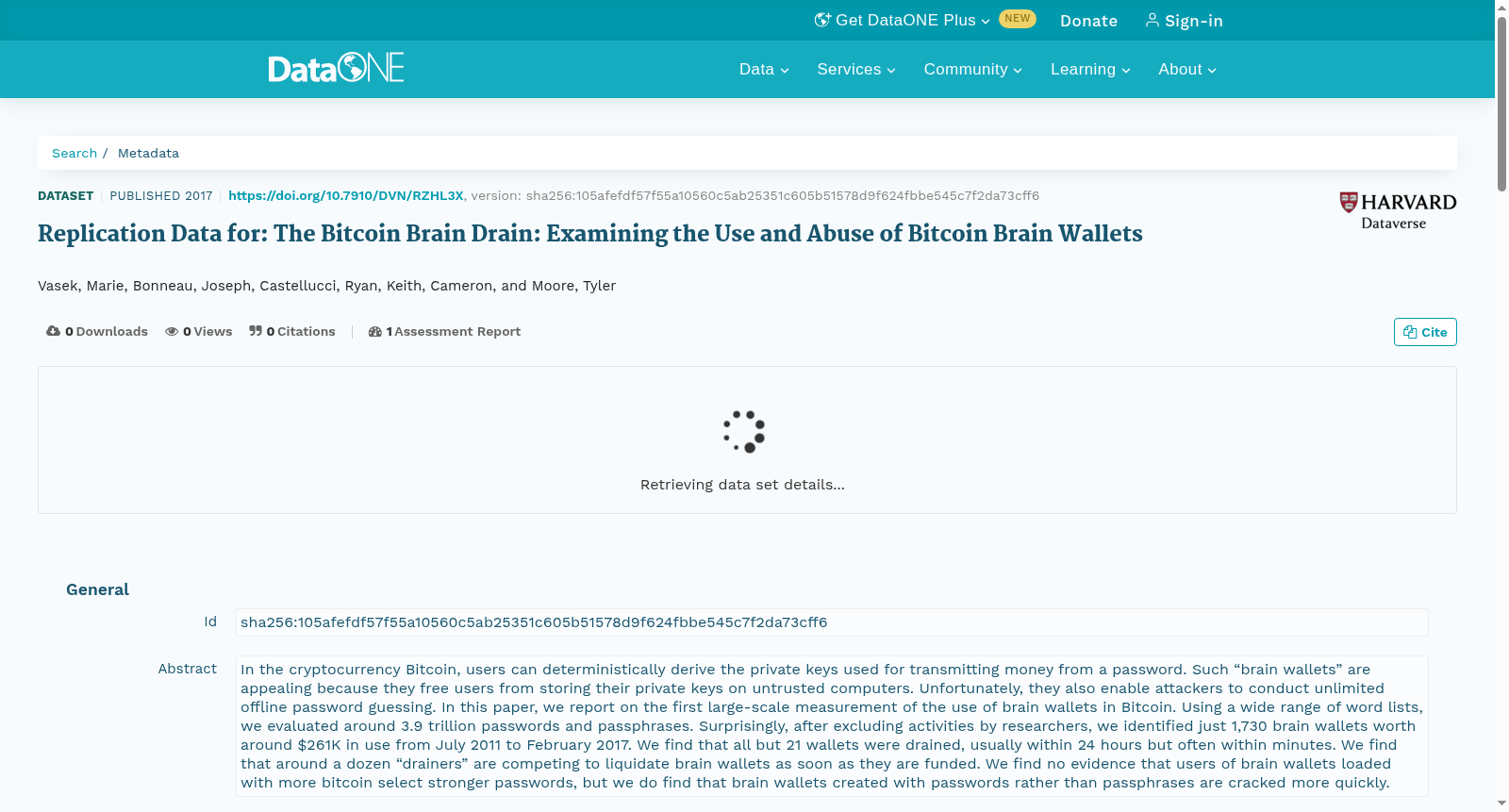 Replication Data for: The Bitcoin Brain Drain: Examining the Use and Abuse of Bitcoin Brain Wallets 数据集图片