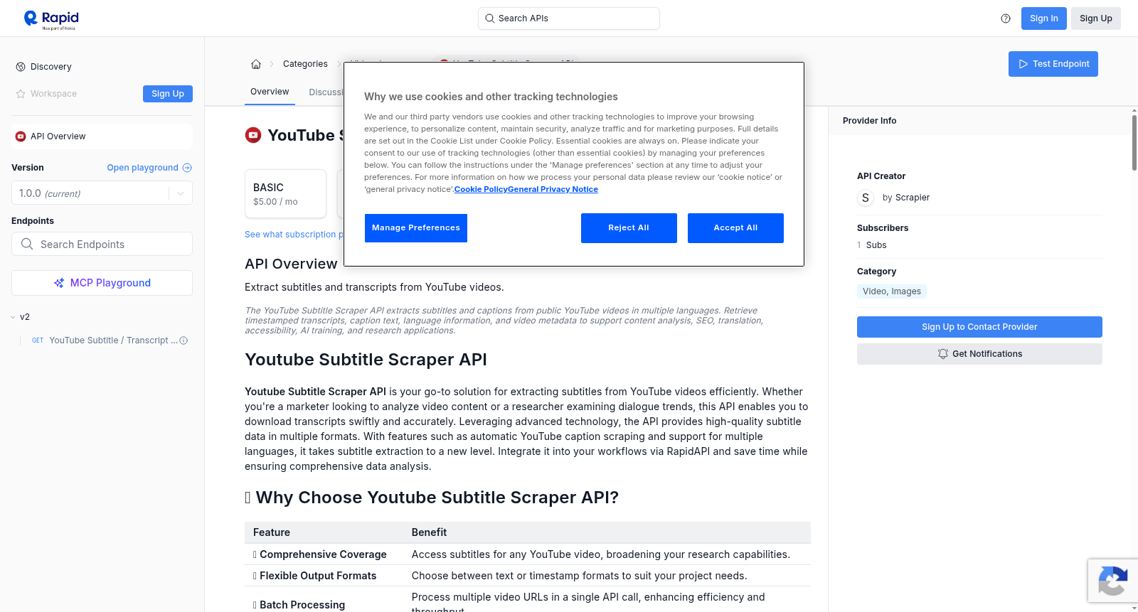YouTube Subtitle Scraper API 数据集图片