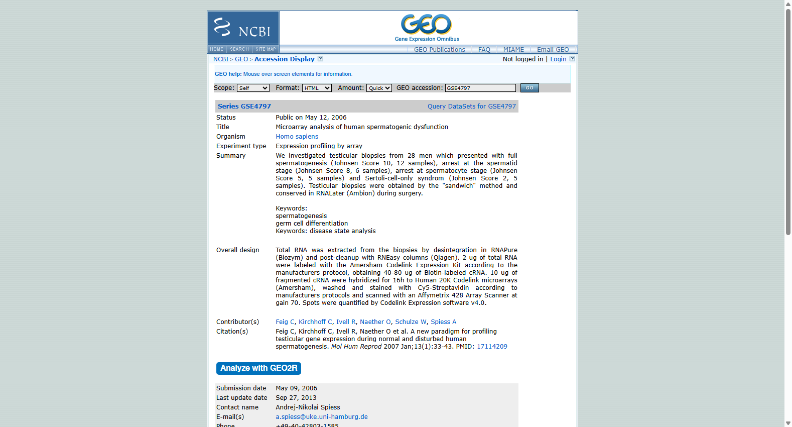 GSE4797 Testicular Gene Expression Dataset