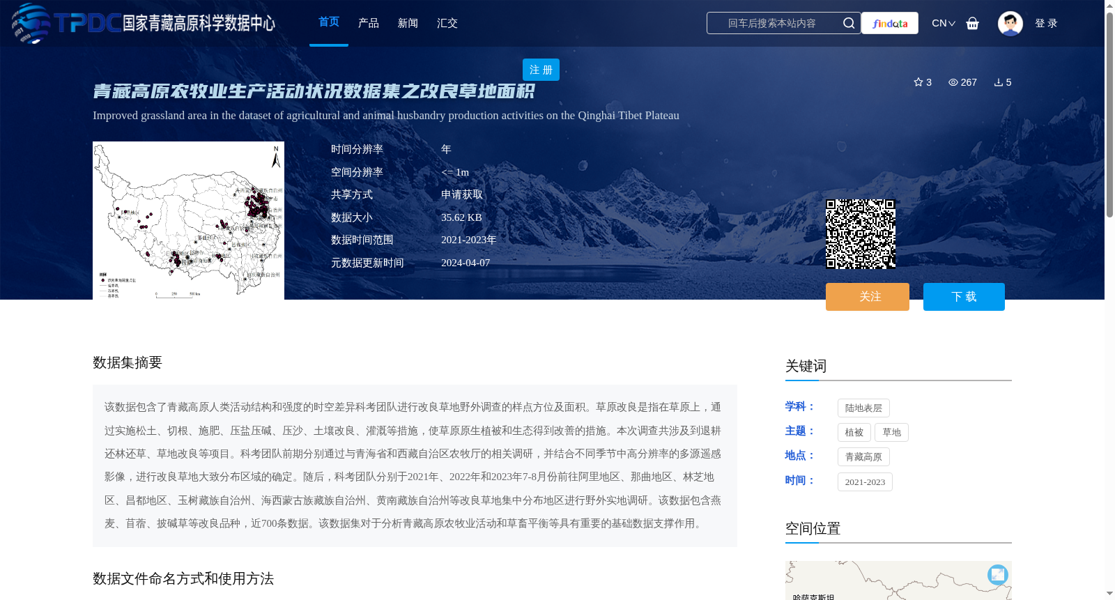 青藏高原农牧业生产活动状况数据集之改良草地面积 数据集图片