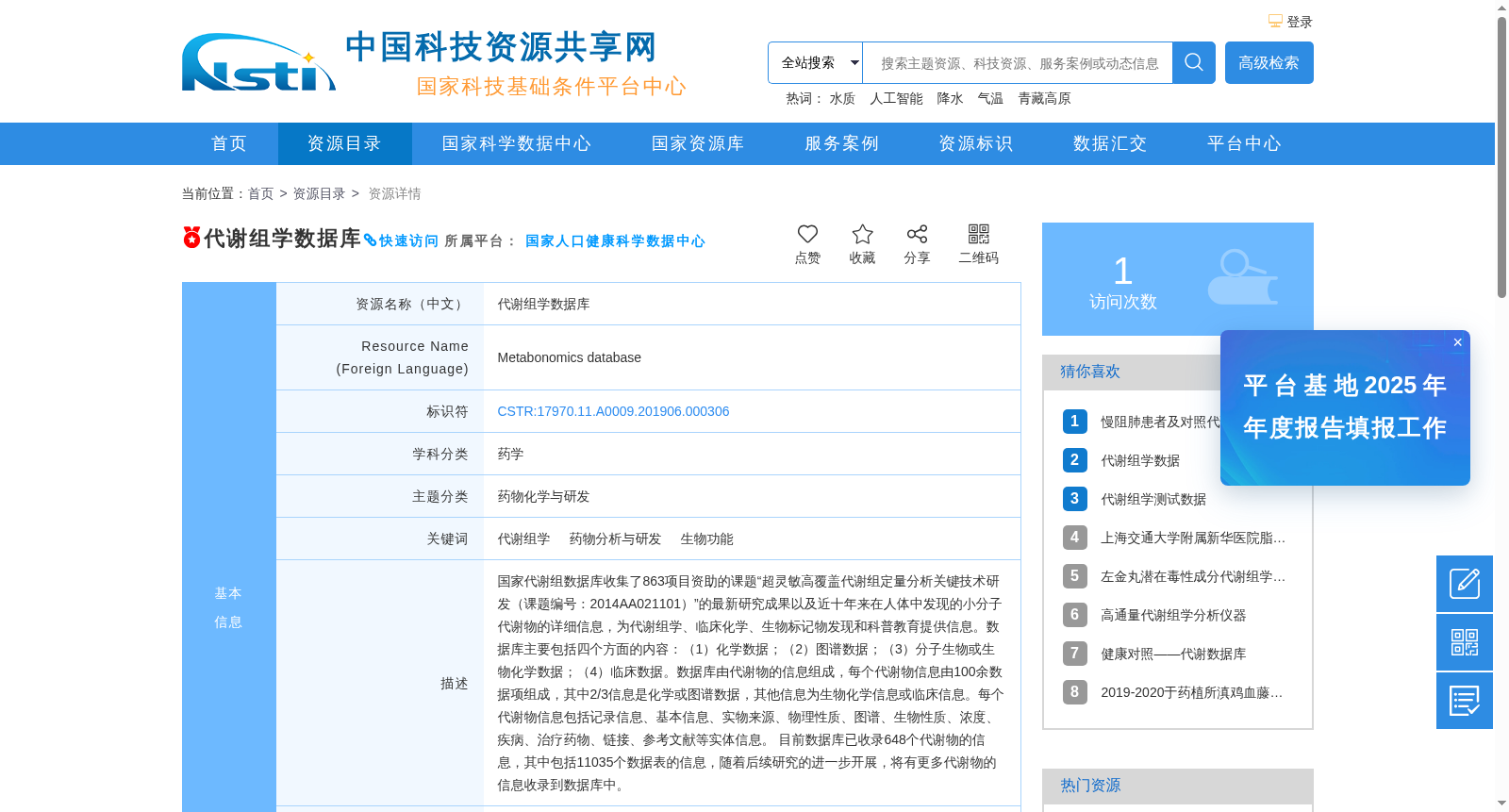 代谢组学数据库 数据集图片