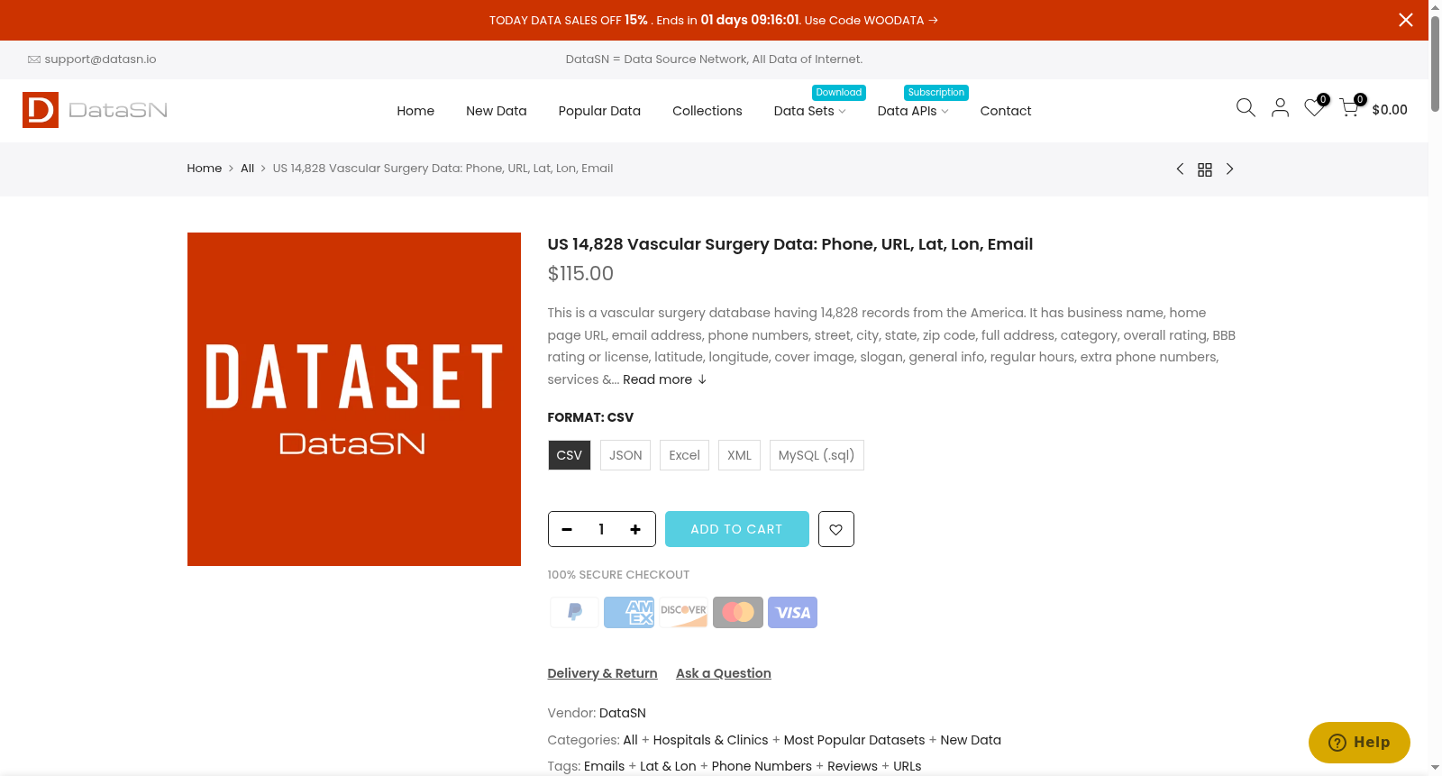 US 14,828 Vascular Surgery Data: Phone, URL, Lat, Lon, Email 数据集图片