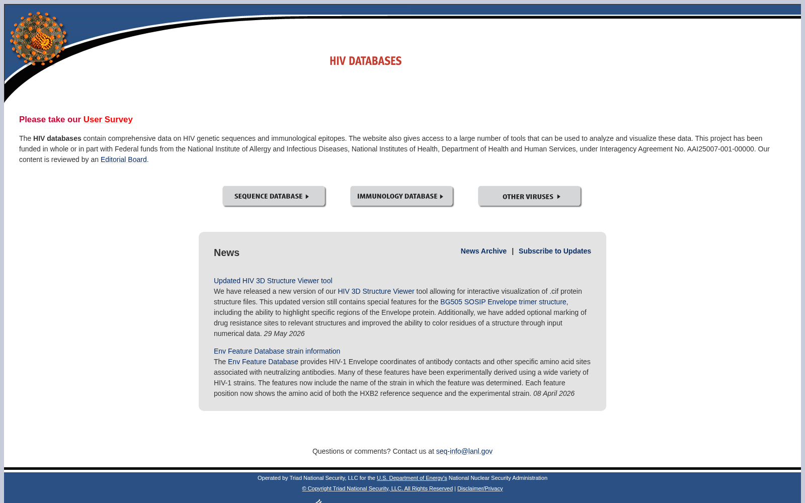 NIAID-DOE LANL HIV Database and Analysis Unit 数据集图片