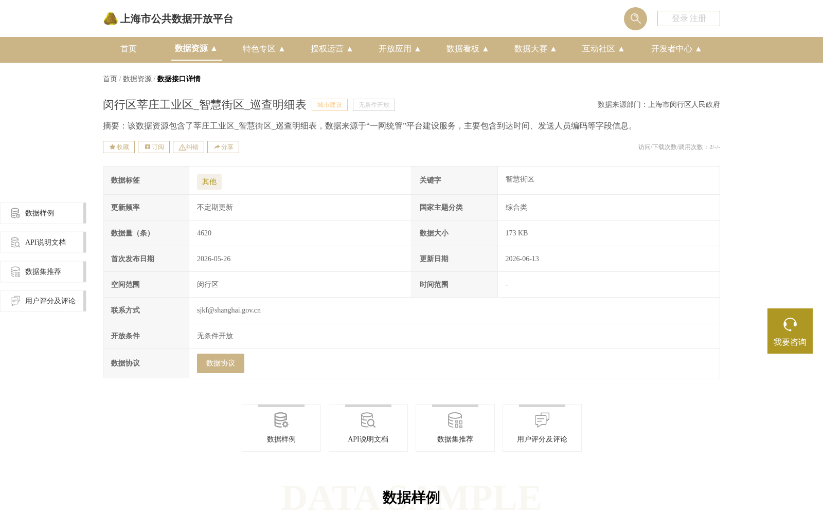 闵行区莘庄工业区_智慧街区_巡查明细表 数据集图片