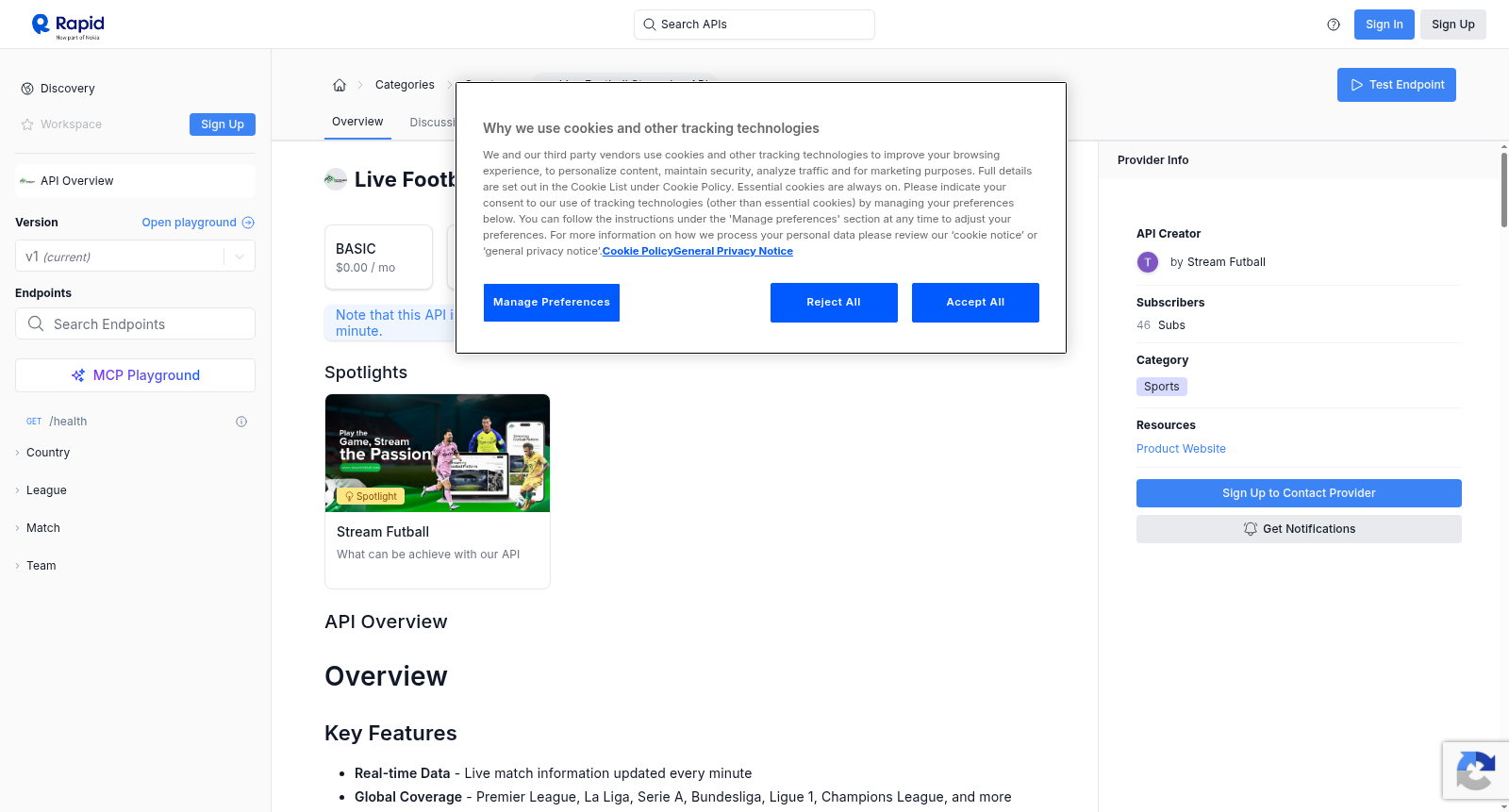 Live Football Streaming API 数据集图片