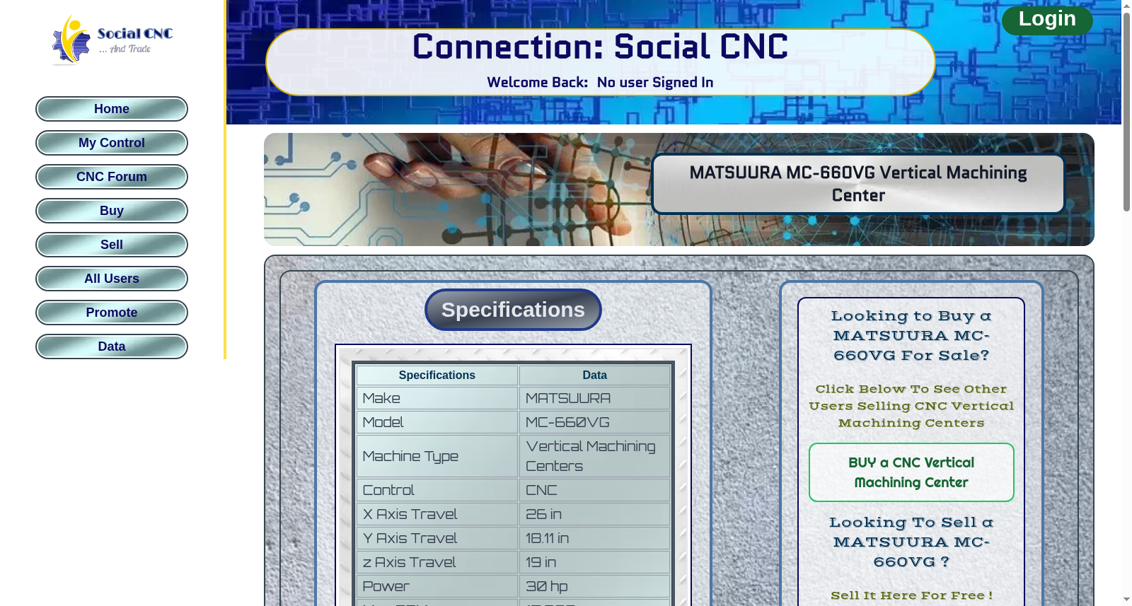 Data Specifications on MATSUURA MC-660VG CNC Vertical Machining Center 数据集图片
