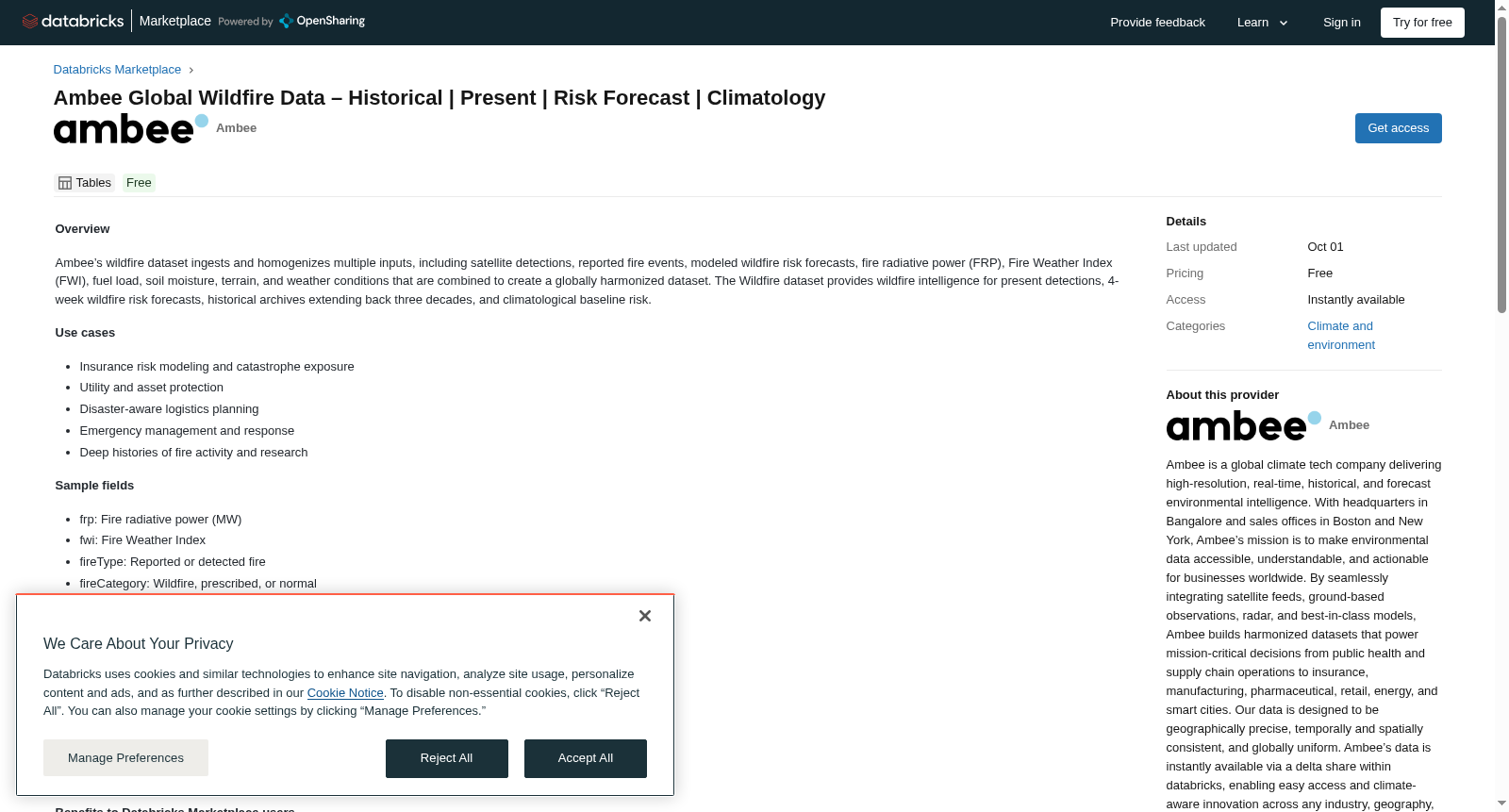 Ambee Global Wildfire Data – Historical | Present | Risk Forecast | Climatology 数据集图片