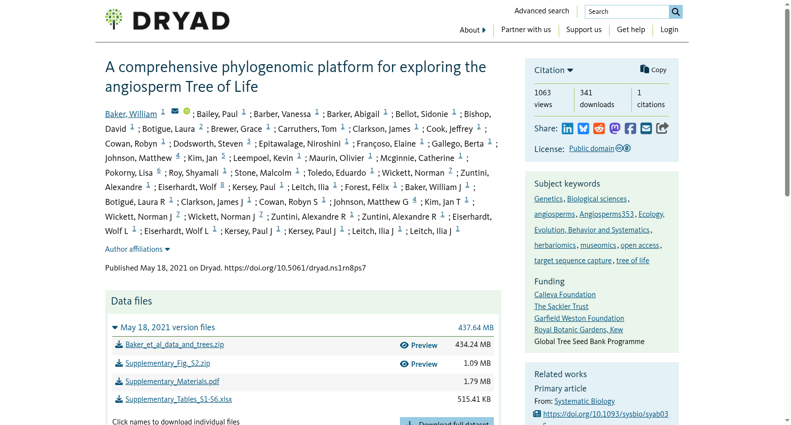 A comprehensive phylogenomic platform for exploring the angiosperm Tree of Life 数据集图片