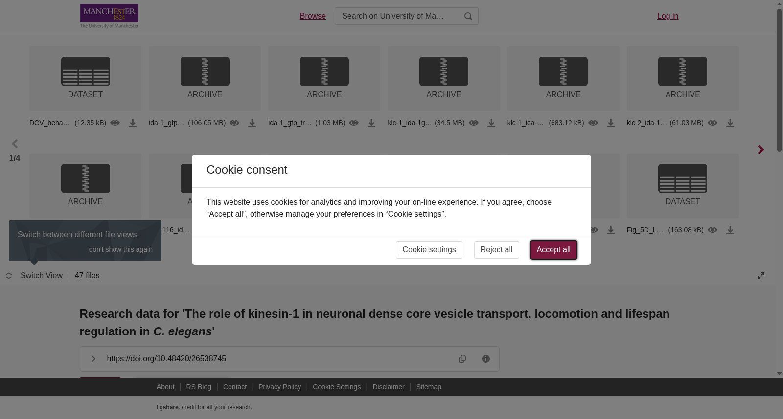<b>Research data for 'The role of kinesin-1 in neuronal dense core vesicle transport, locomotion and lifespan regulation in </b><b><i>C. elegans</i></b><b>'</b> 数据集图片