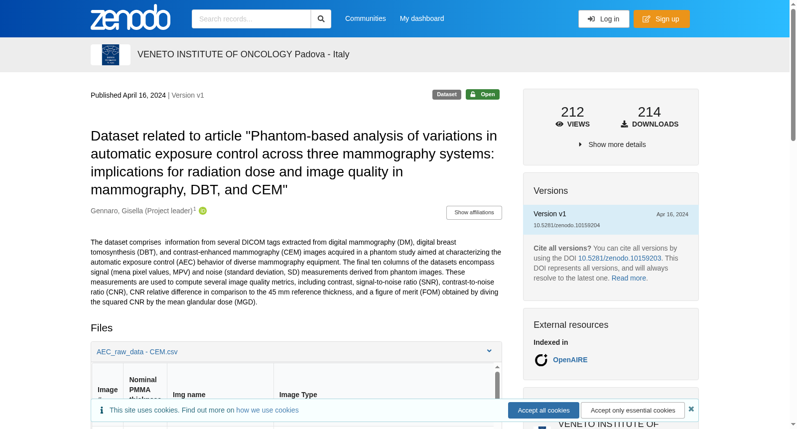Dataset related to article "Phantom‑based analysis of variations in automatic exposure control across three mammography systems: implications for radiation dose and image quality in mammography, DBT, and CEM" 数据集图片