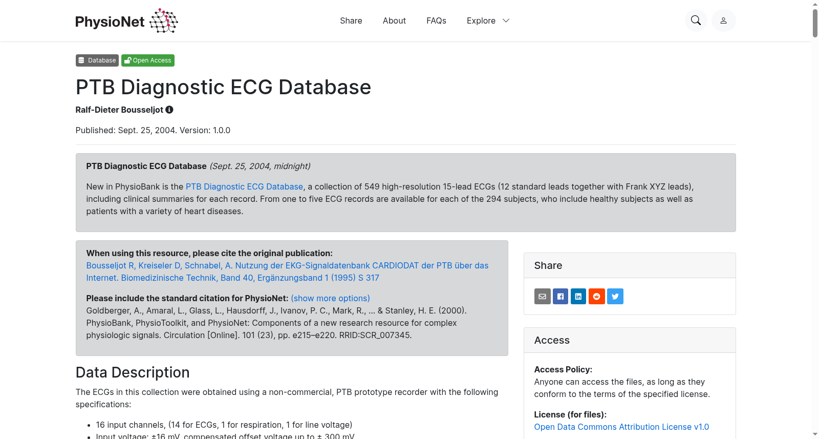 The PTB Diagnostic ECG Database 数据集图片