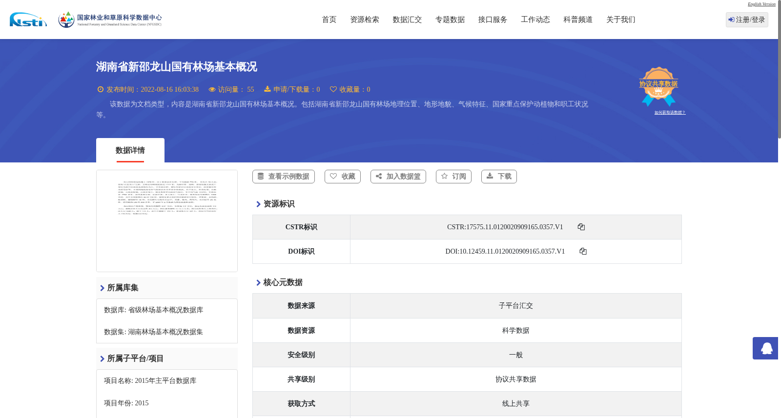湖南省新邵龙山国有林场基本概况 数据集图片