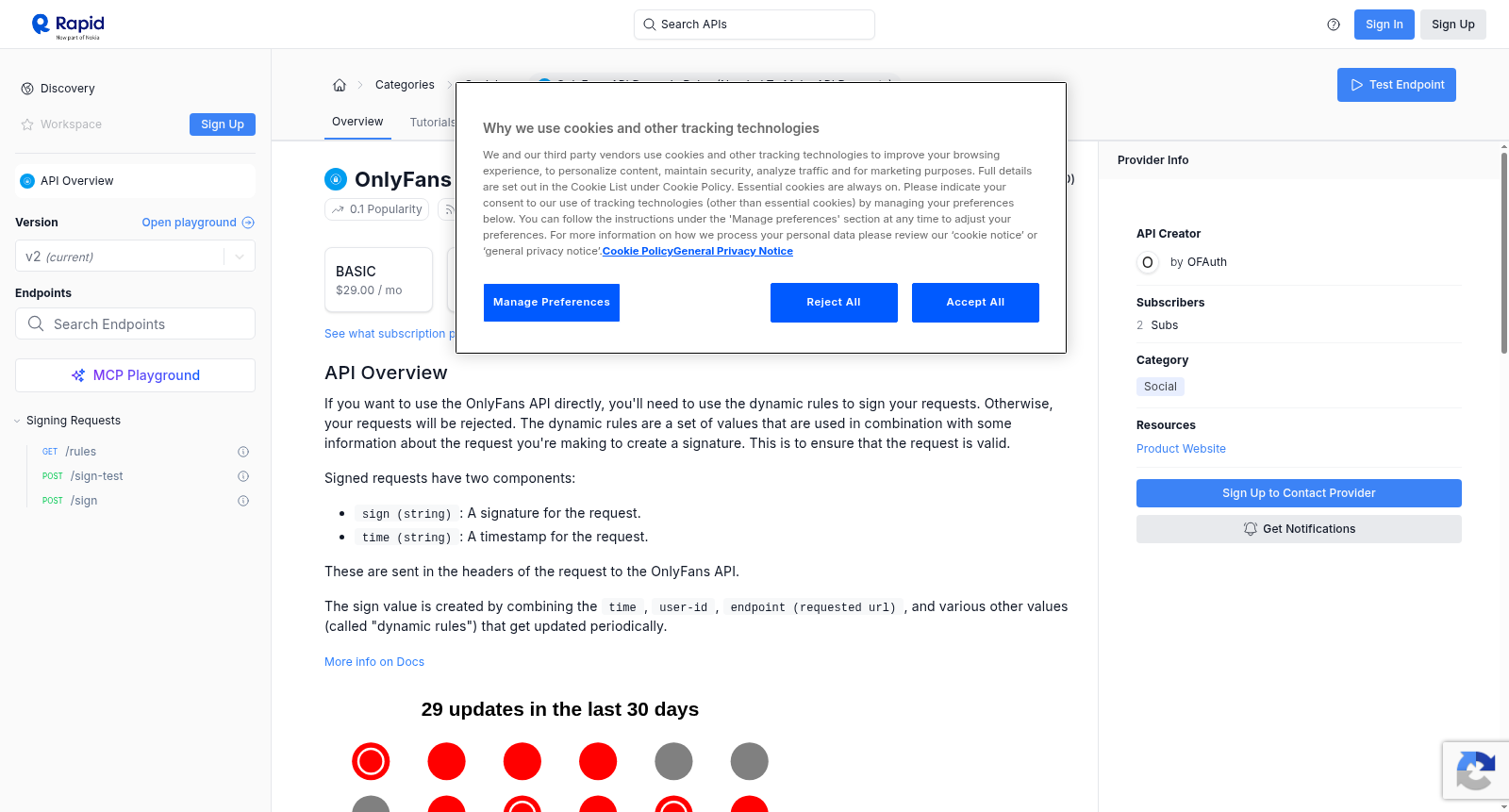 OnlyFans API Dynamic Rules (Needed to make API requests) 数据集图片