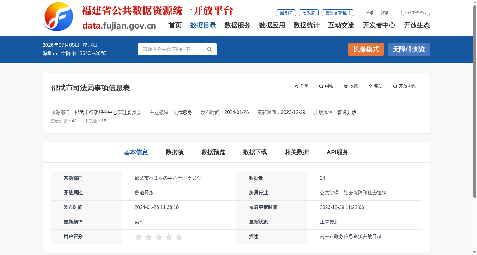 邵武市司法局事项信息表 数据集图片
