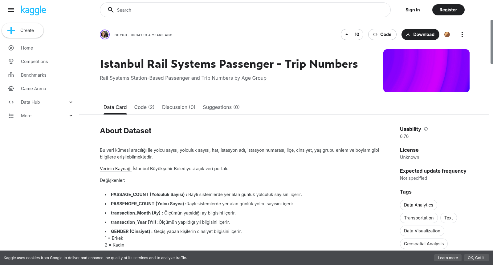 Istanbul Rail Systems Passenger - Trip Numbers 数据集图片