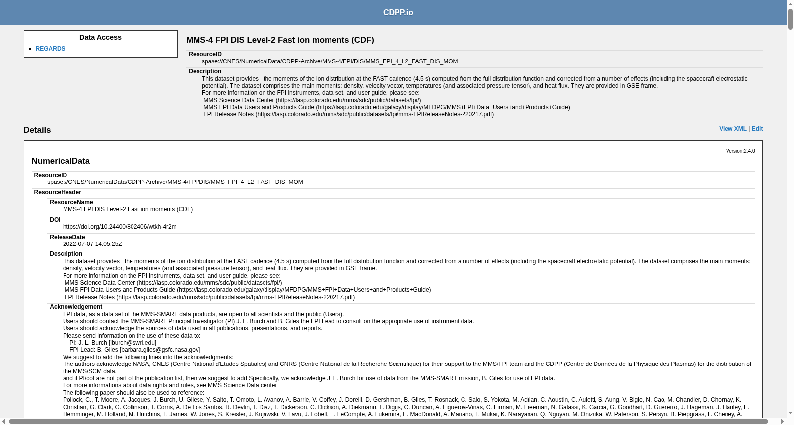 MMS-4 FPI DIS Level-2 Fast ion moments (CDF) 数据集图片