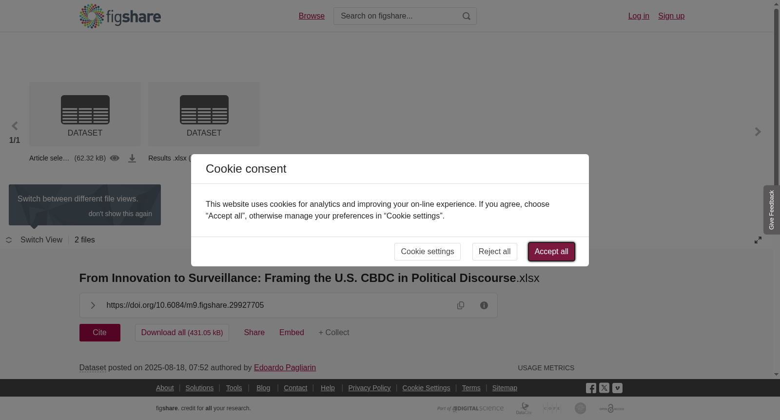 <b>From Innovation to Surveillance: Framing the U.S. CBDC in Political Discourse</b>.xlsx 数据集图片