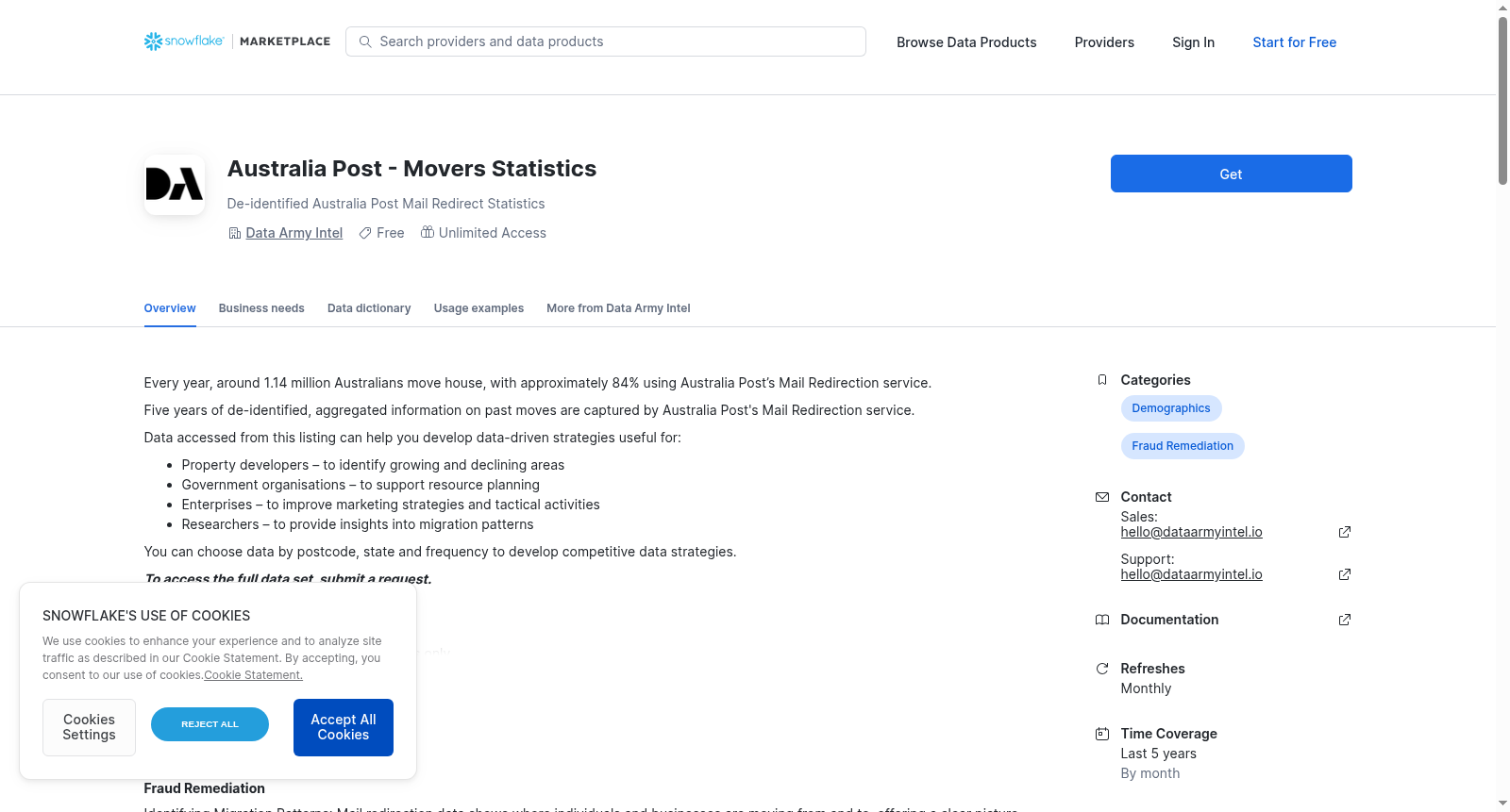 Australia Post - Movers Statistics 数据集图片