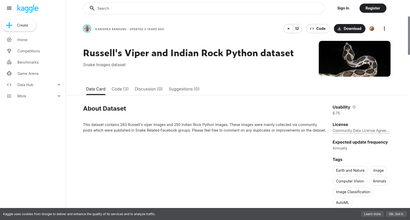 Russell's Viper and Indian Rock Python dataset 数据集图片