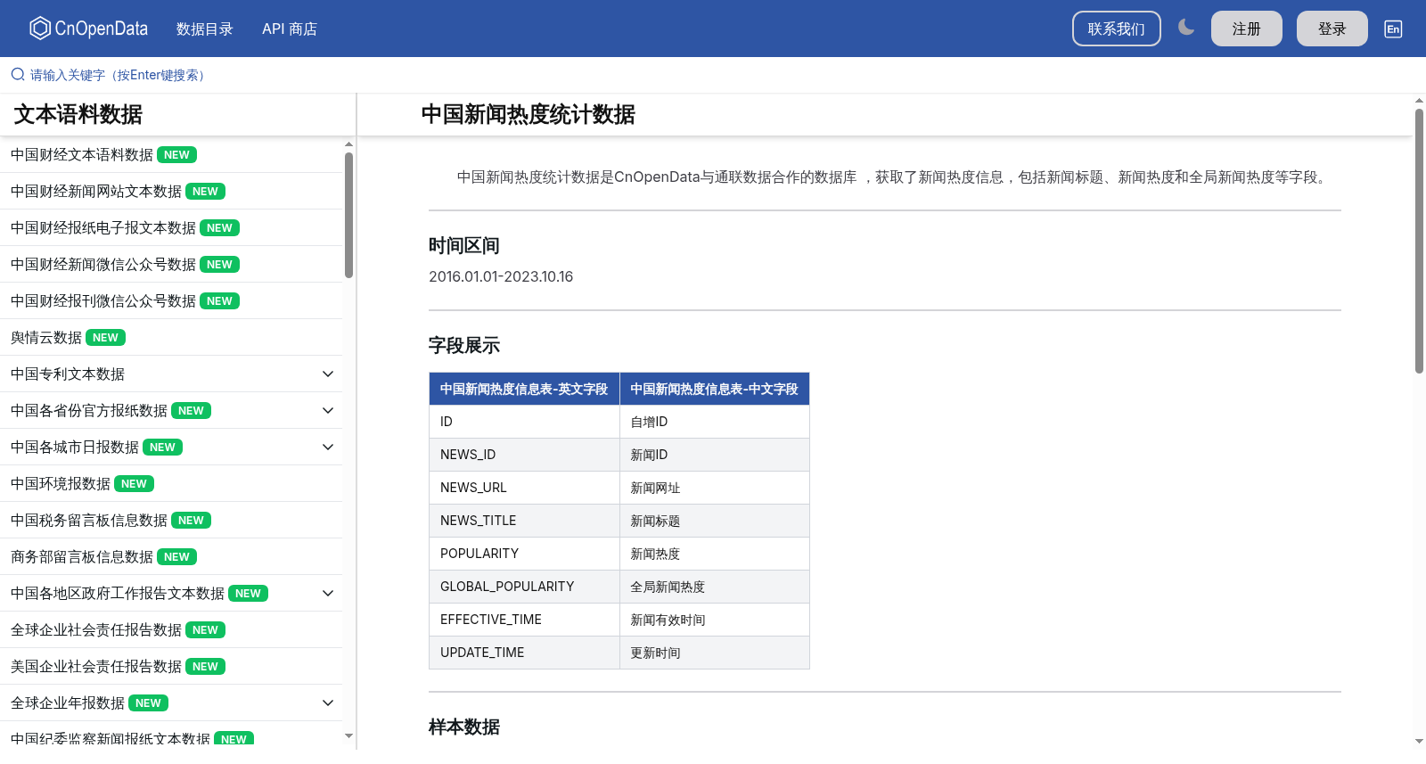 中国新闻热度统计数据 数据集图片