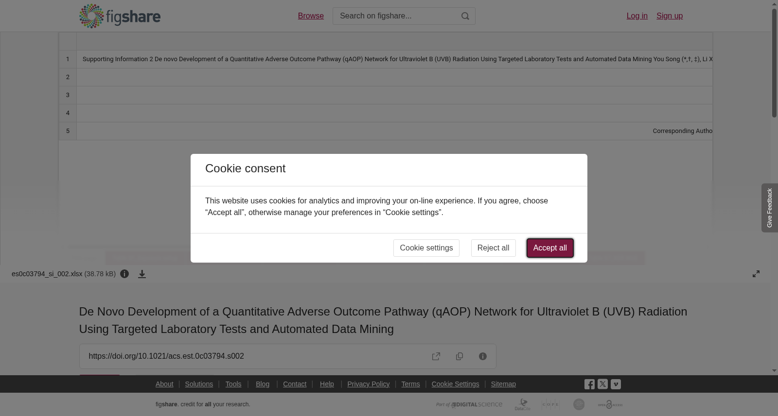 De Novo Development of a Quantitative Adverse Outcome Pathway (qAOP) Network for Ultraviolet B (UVB) Radiation Using Targeted Laboratory Tests and Automated Data Mining 数据集图片