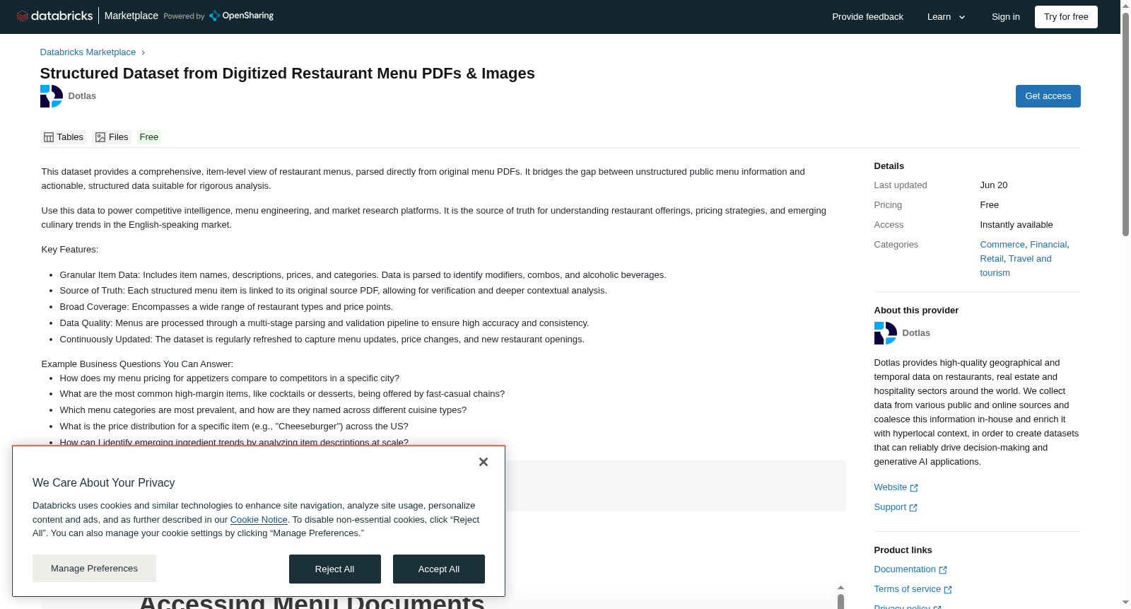 Structured Dataset from Digitized Restaurant Menu PDFs & Images 数据集图片