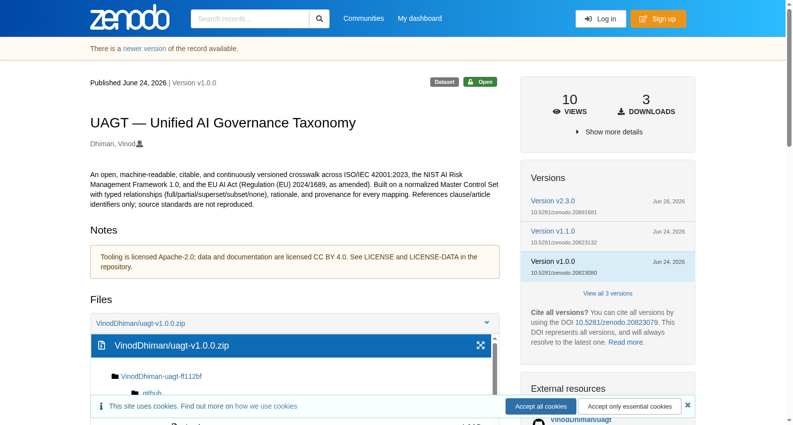 UAGT — Unified AI Governance Taxonomy 数据集图片