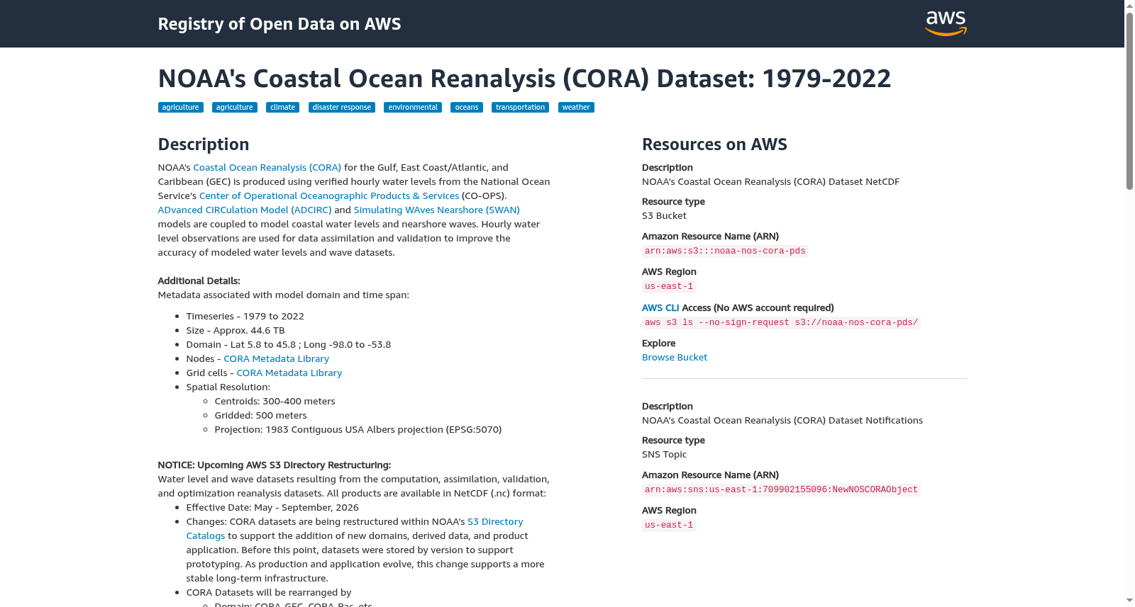 NOAA's Coastal Ocean Reanalysis (CORA) Dataset: 1979-2022 数据集图片