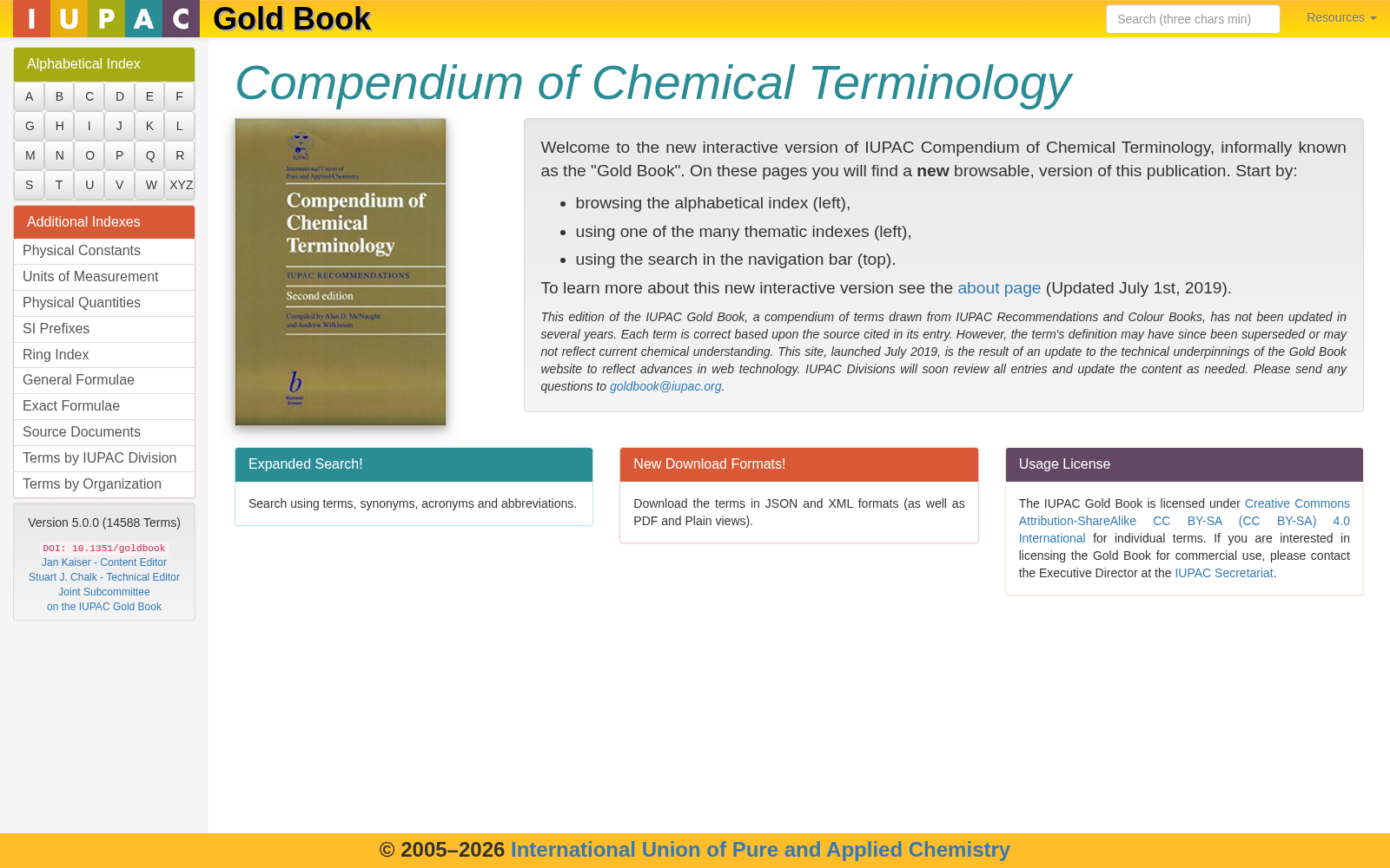 IUPAC Gold Book : Compendium of Chemical Terminology 数据集图片