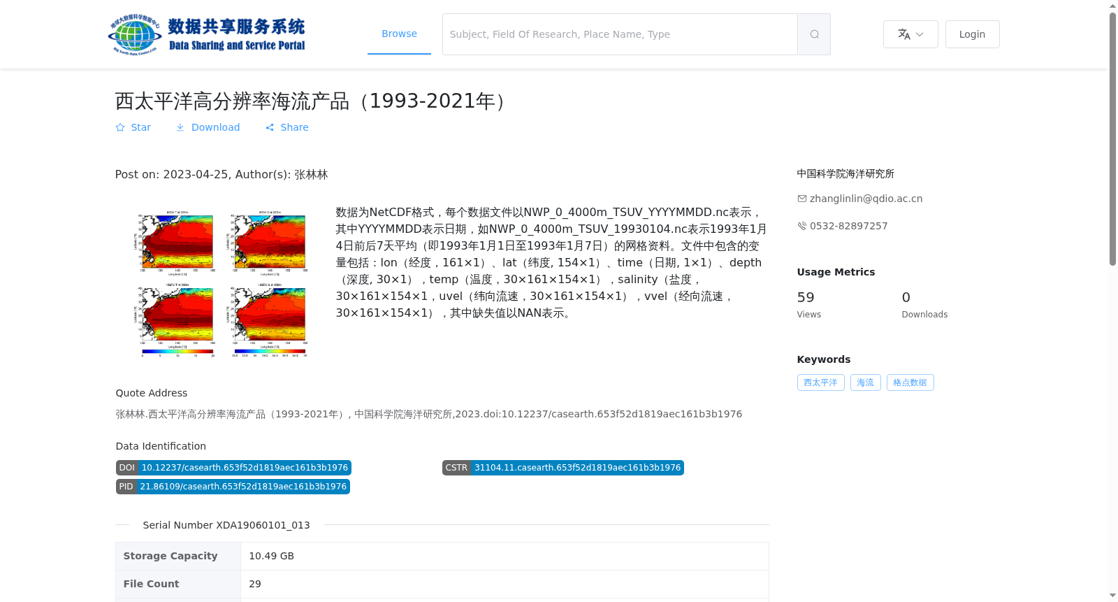 西太平洋高分辨率海流产品(1993-2021年) 数据集图片