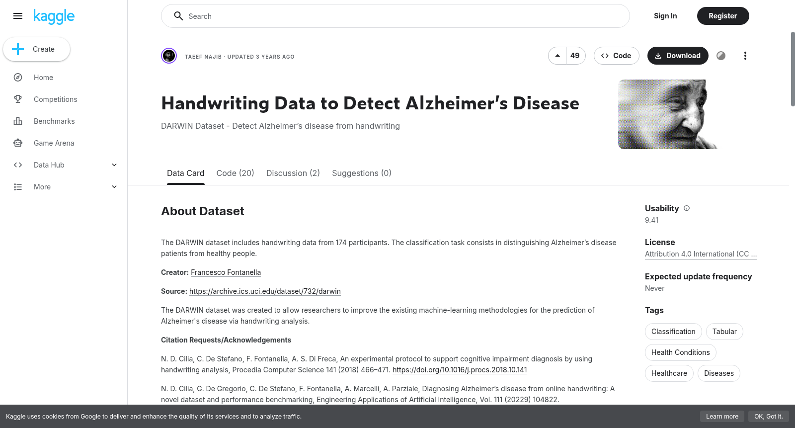 Handwriting Data to Detect Alzheimer’s Disease 数据集图片