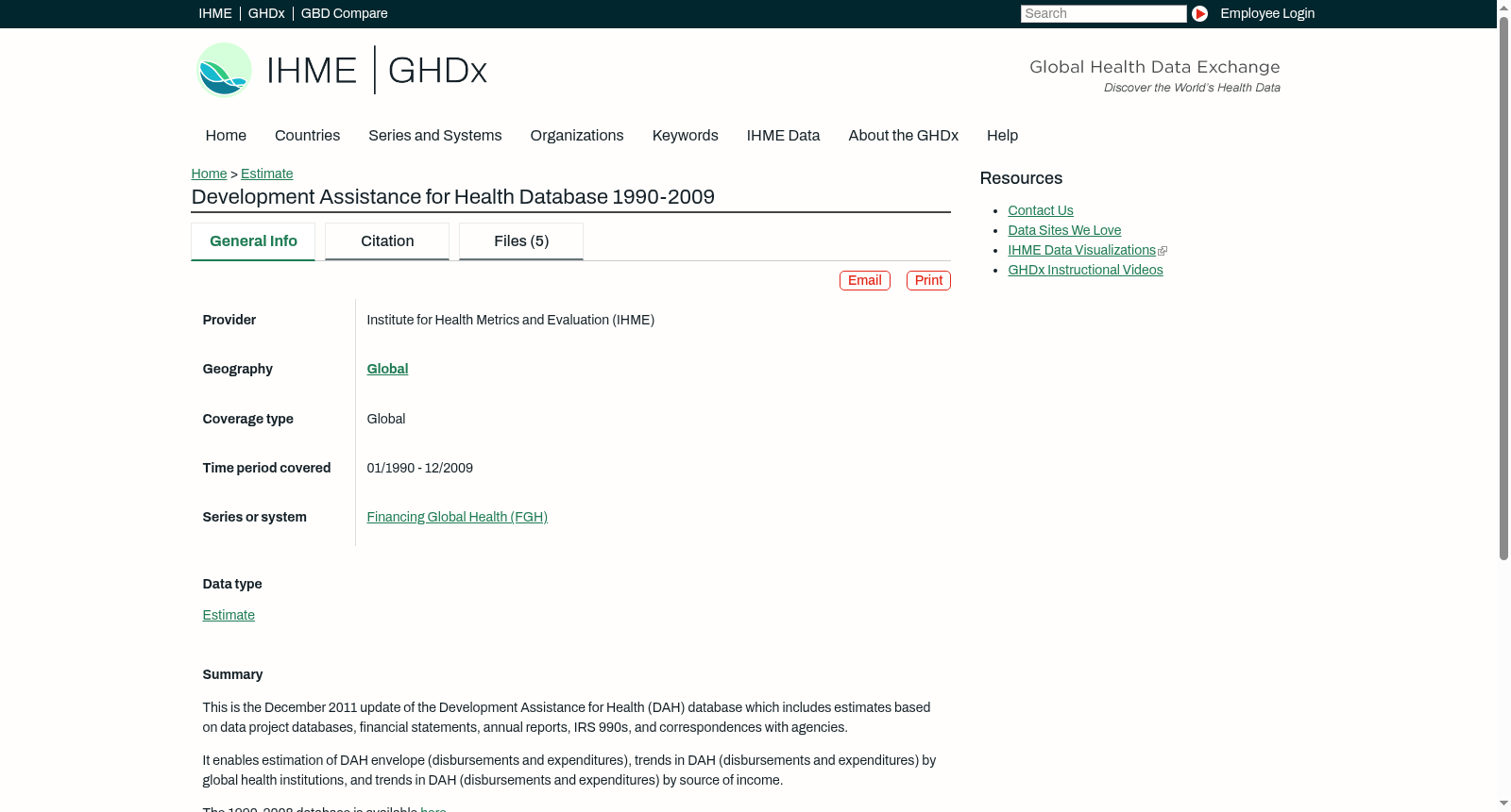 Development Assistance for Health Database 1990-2009 数据集图片
