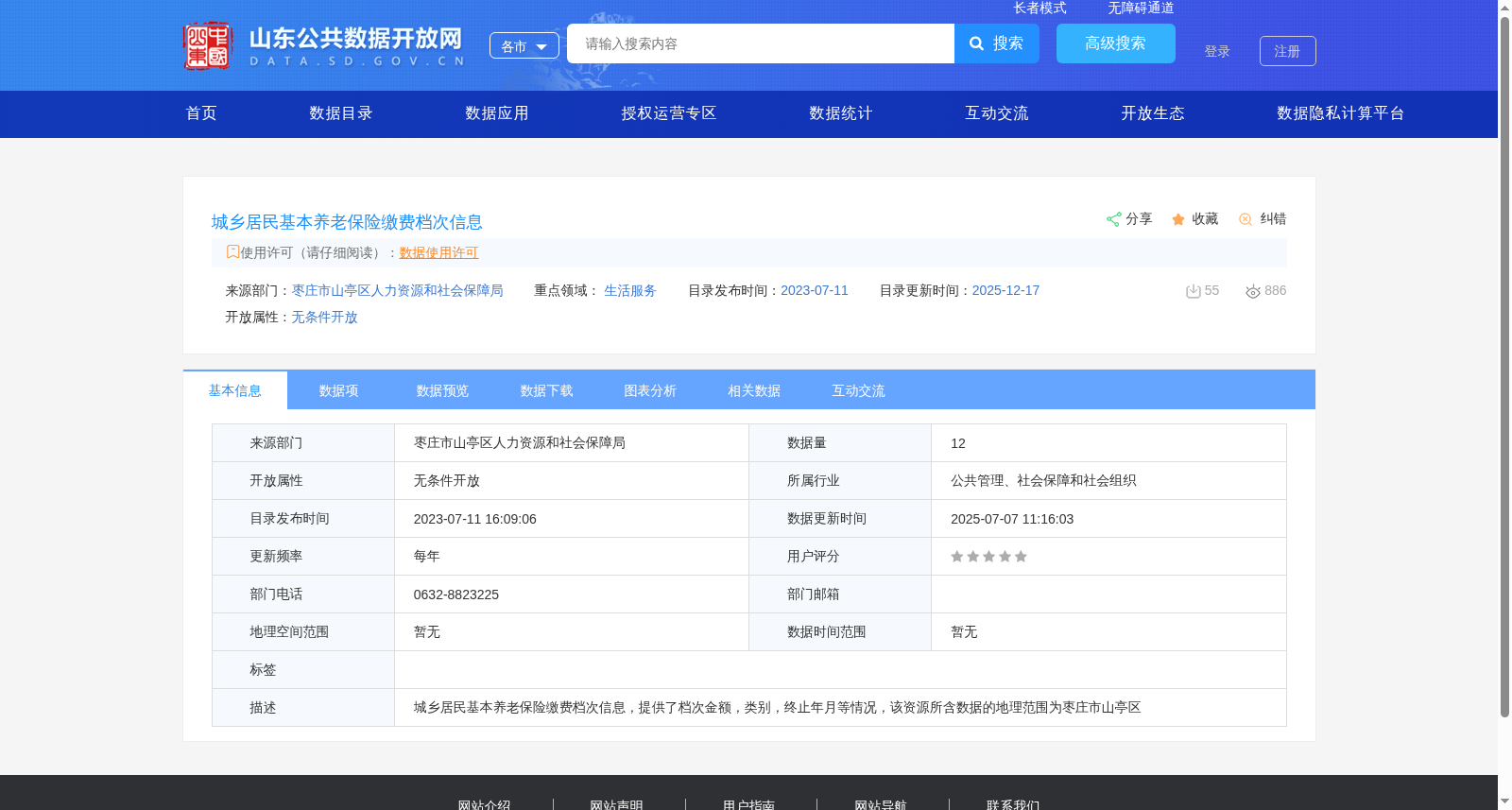 城乡居民基本养老保险缴费档次信息 数据集图片