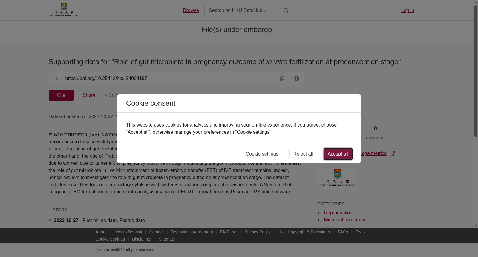 Supporting data for "Role of gut microbiota in pregnancy outcome of <i>in vitro </i>fertilization at preconception stage" 数据集图片