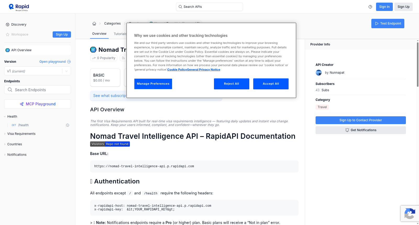 Nomad Travel Intelligence API 数据集图片