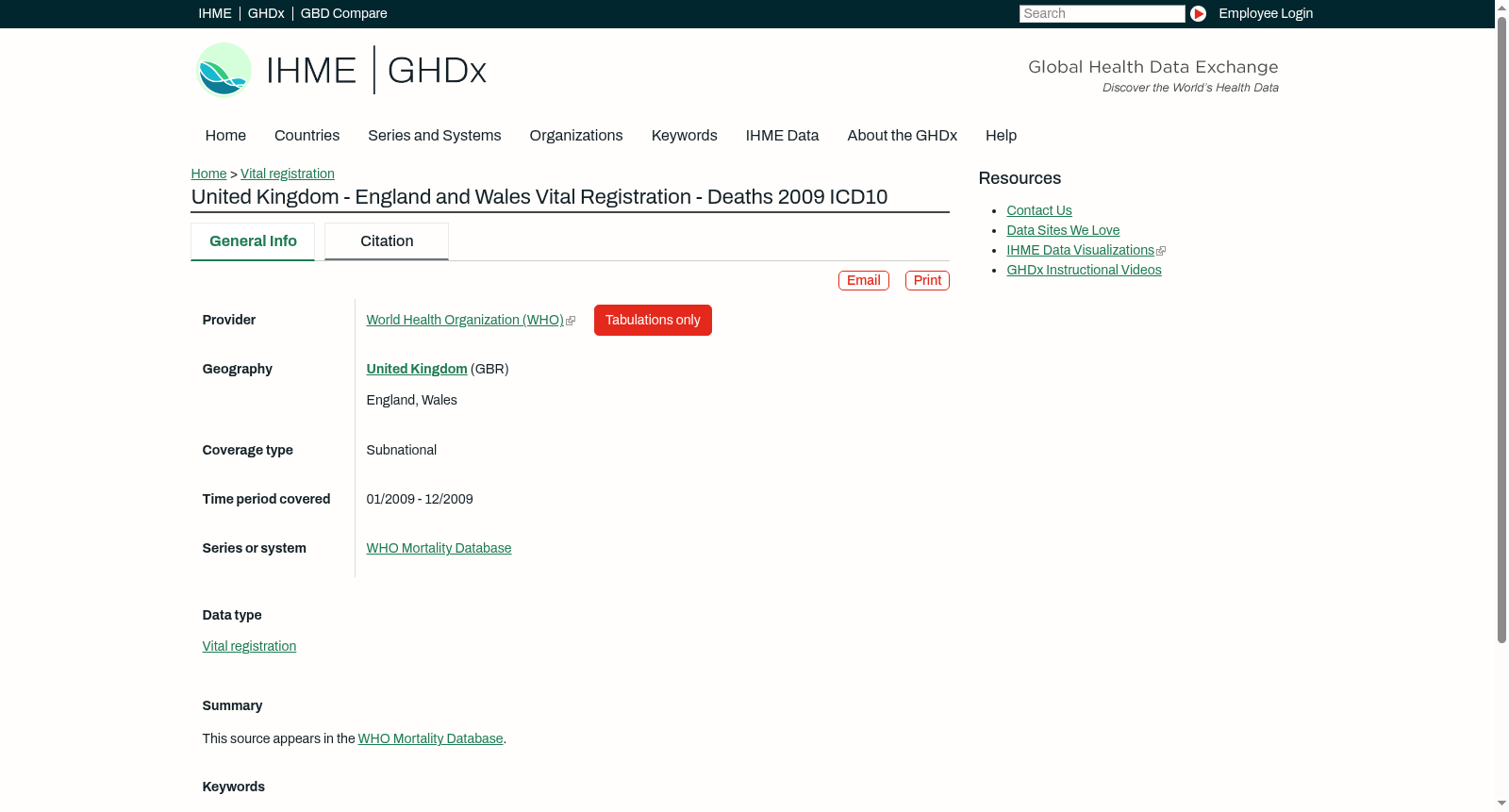 United Kingdom - England and Wales Vital Registration - Deaths 2009 ICD10 数据集图片