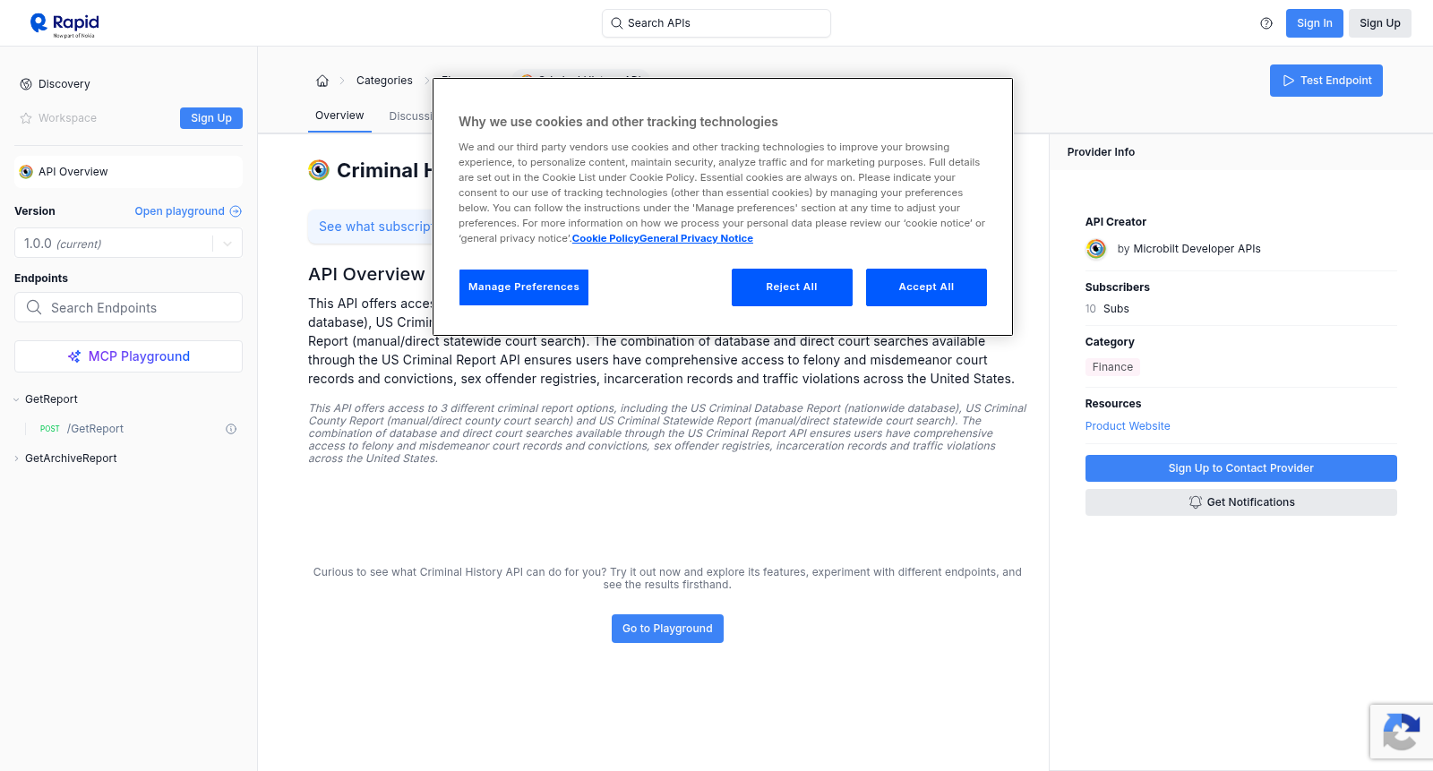 Criminal History API 数据集图片