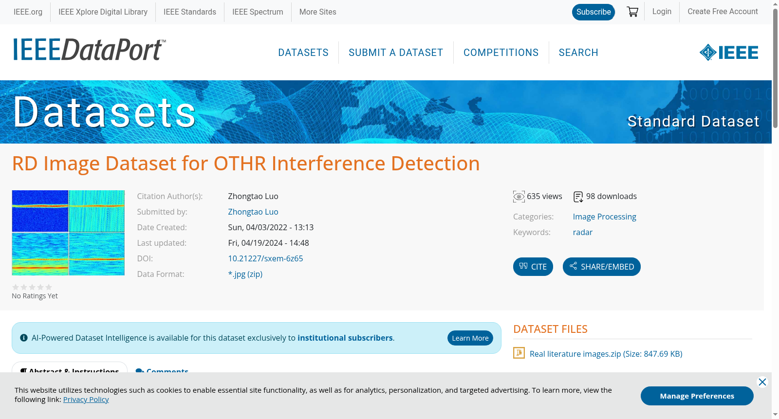 RD Image Datasets of OTHR Interference 数据集图片