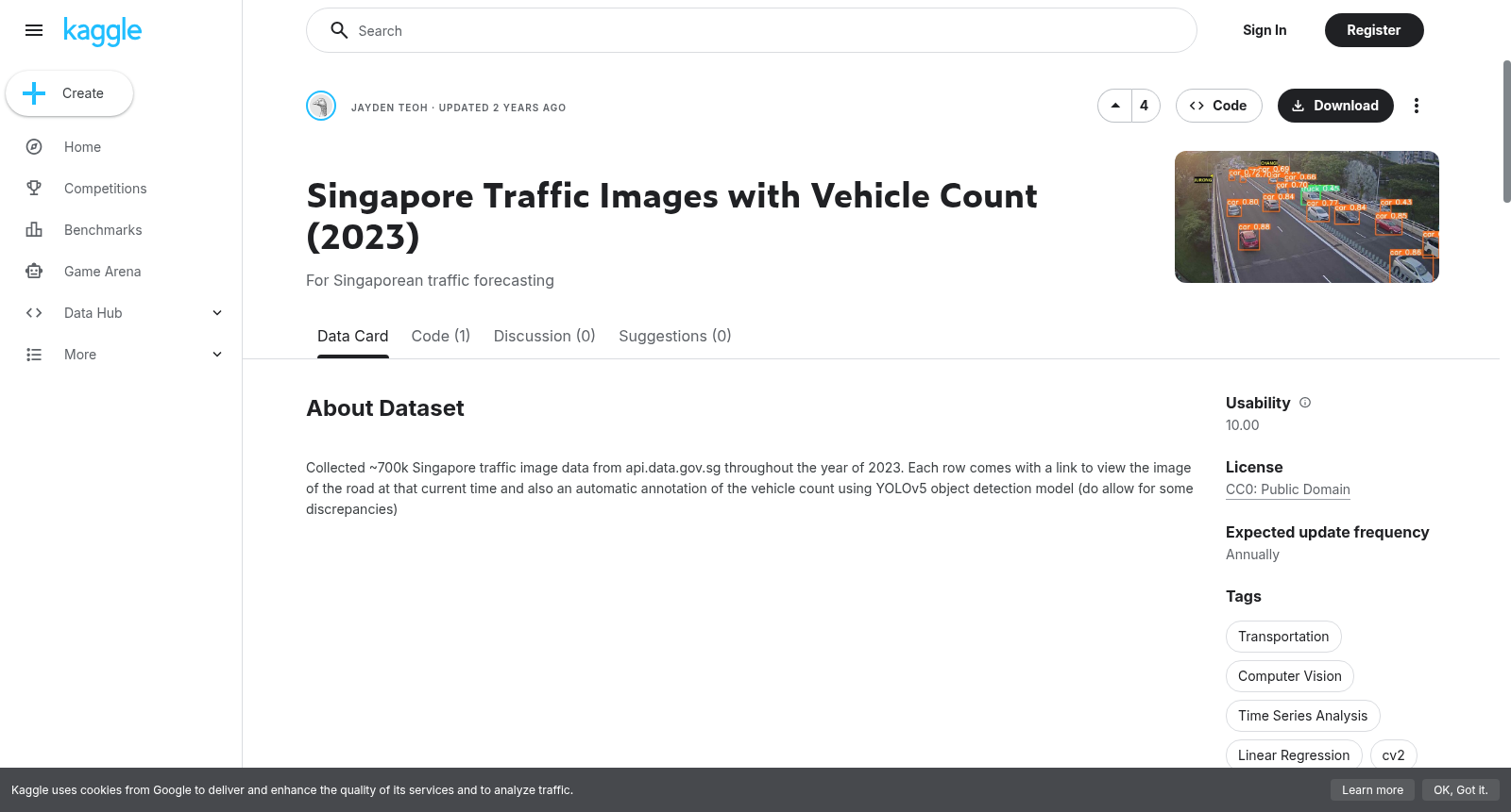 Singapore Traffic Images with Vehicle Count (2023) 数据集图片