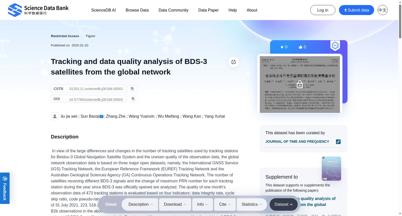 Tracking and data quality analysis of BDS-3 satellites from the global network 数据集图片