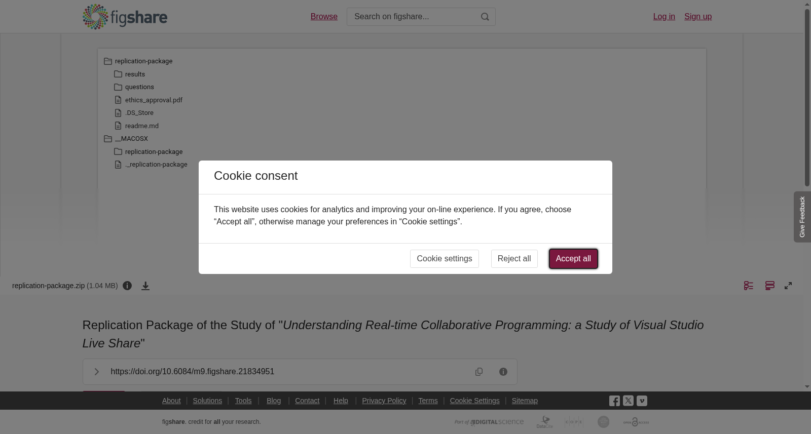 Replication Package of the Study of "<i>Understanding Real-time Collaborative Programming: a </i><i>Study of Visual Studio Live Share</i>" 数据集图片