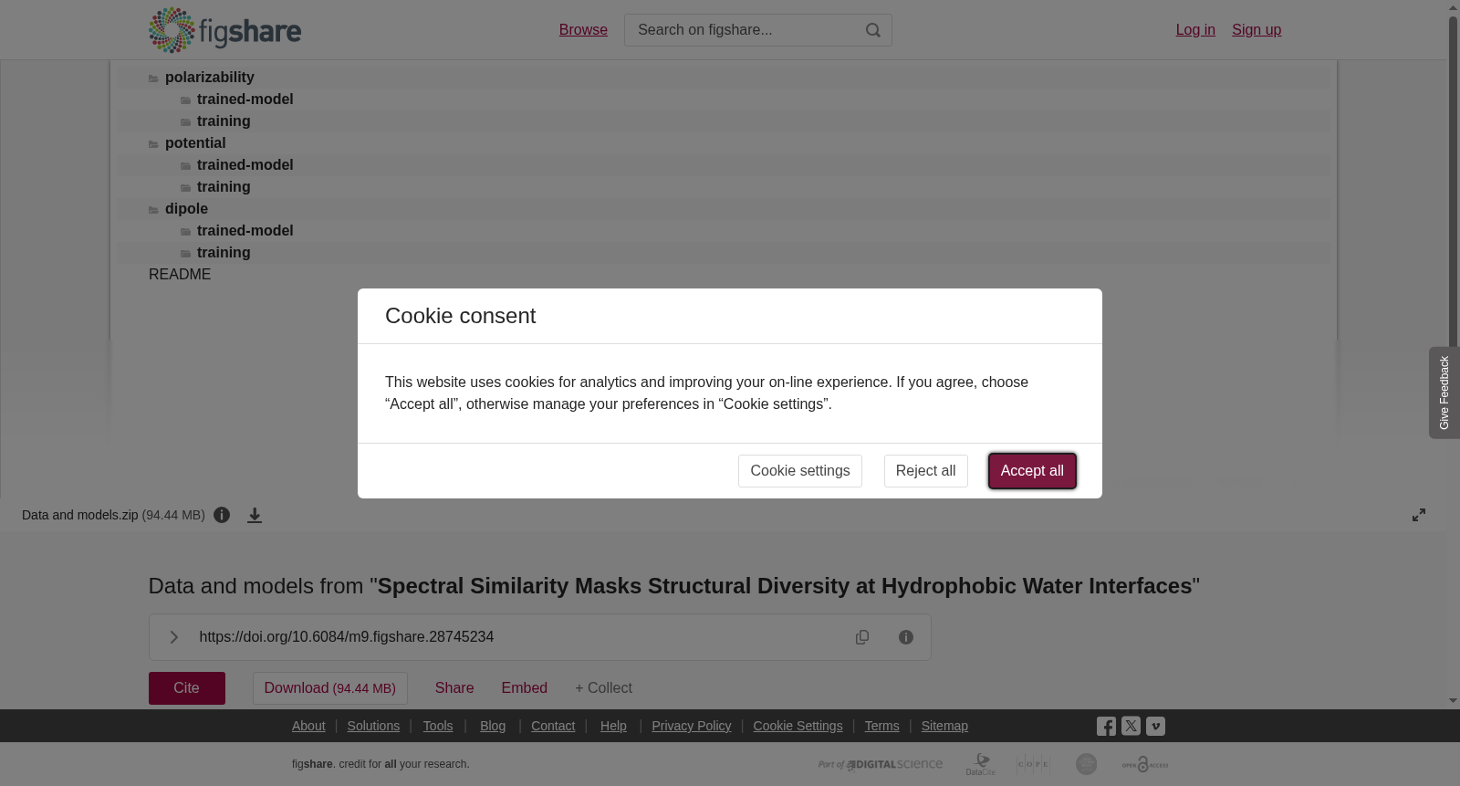Data and models from "<b>Spectral Similarity Masks Structural Diversity at Hydrophobic</b> <b>Water Interfaces</b>" 数据集图片