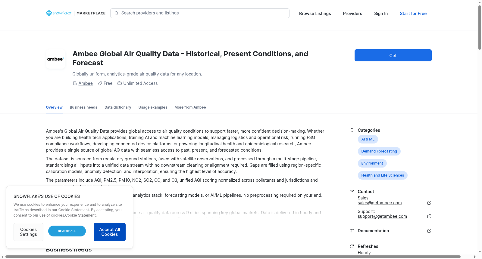 Ambee Global Air Quality Data - Historical, Present Conditions, and Forecast 数据集图片