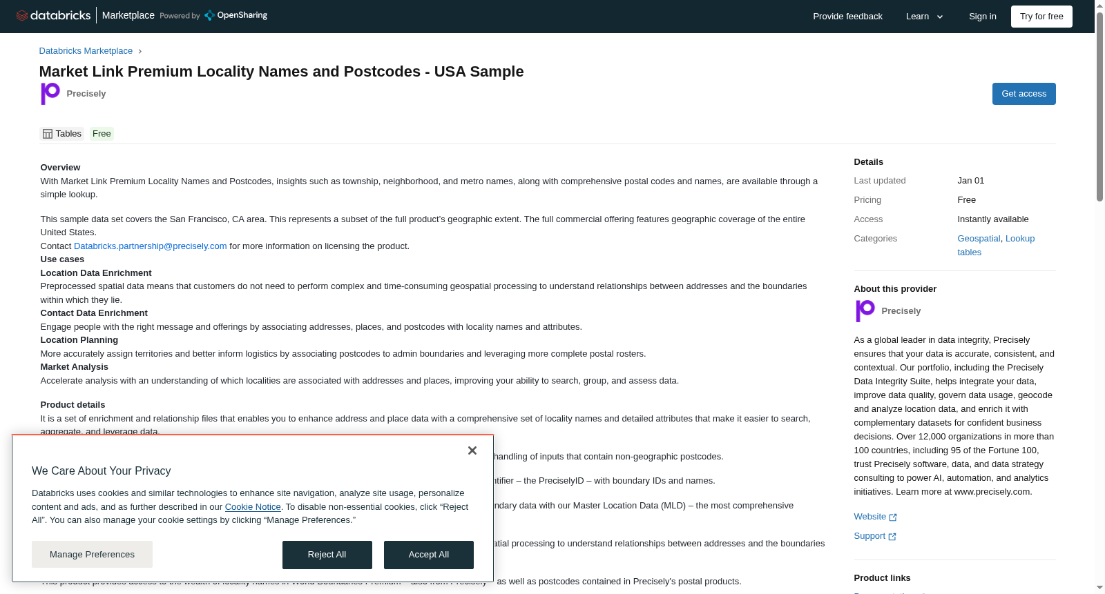 Market Link Premium Locality Names and Postcodes - USA Sample 数据集图片