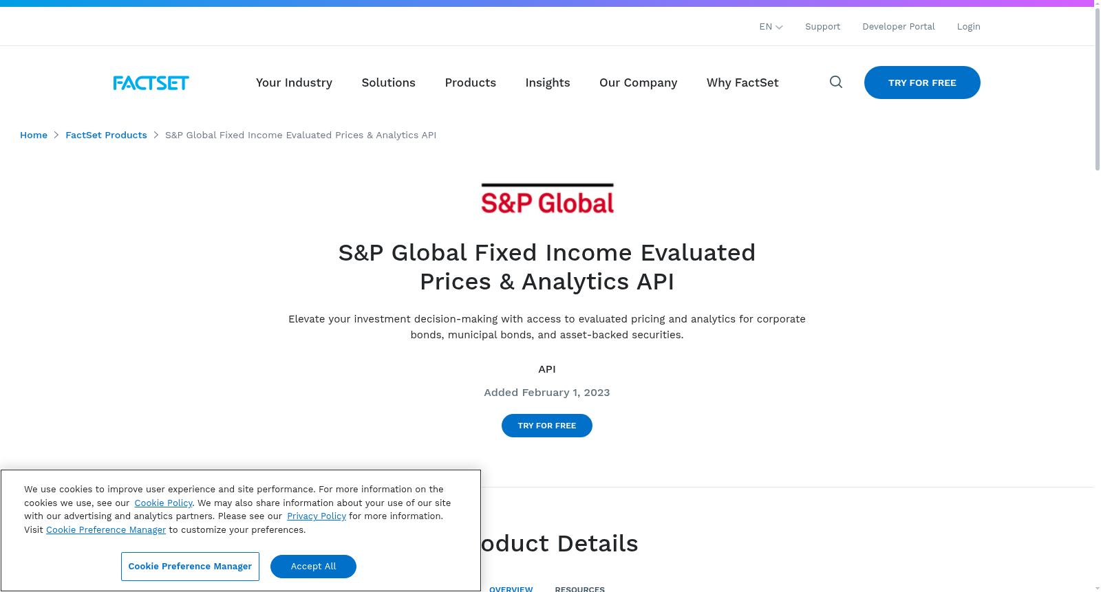 S&P Global Fixed Income Evaluated Prices & Analytics API 数据集图片