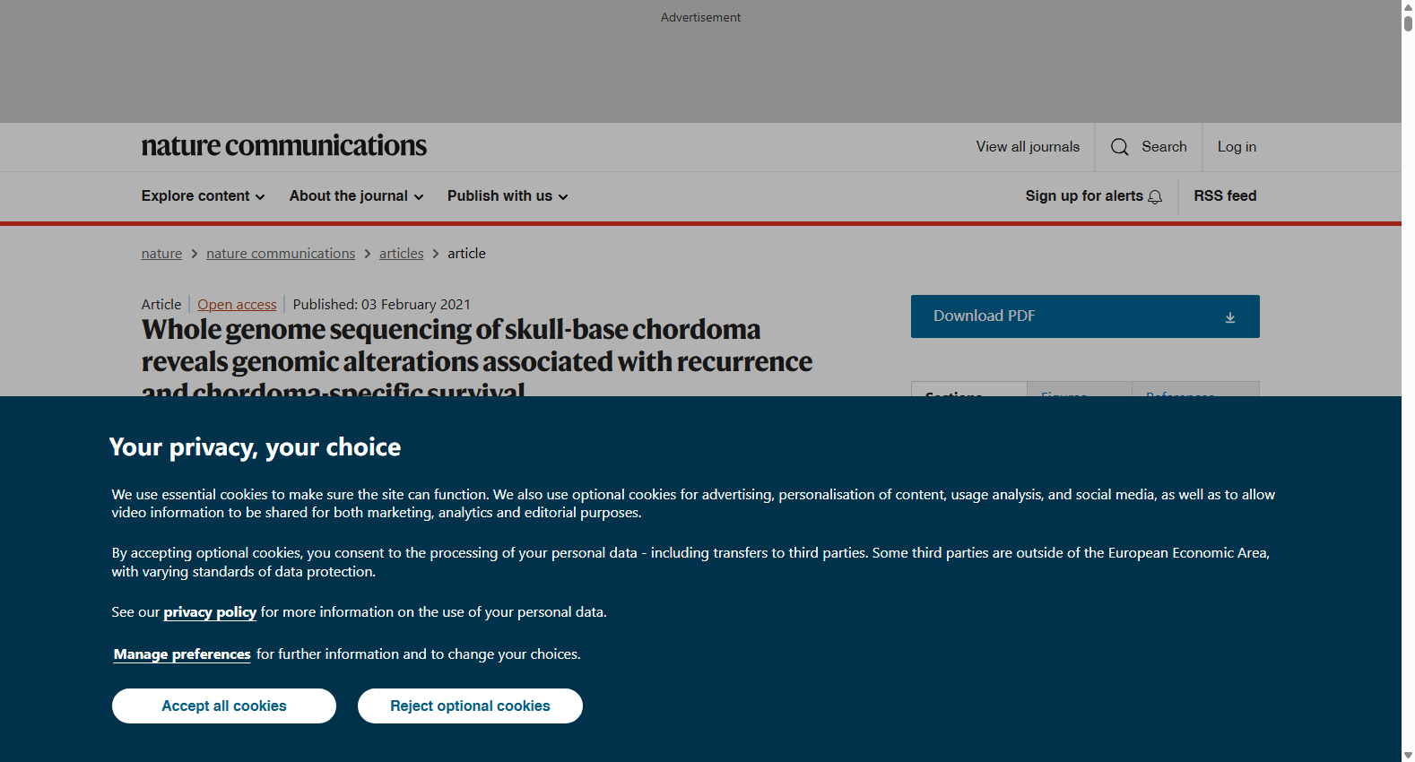 Whole genome sequencing of skull-base chordoma dataset