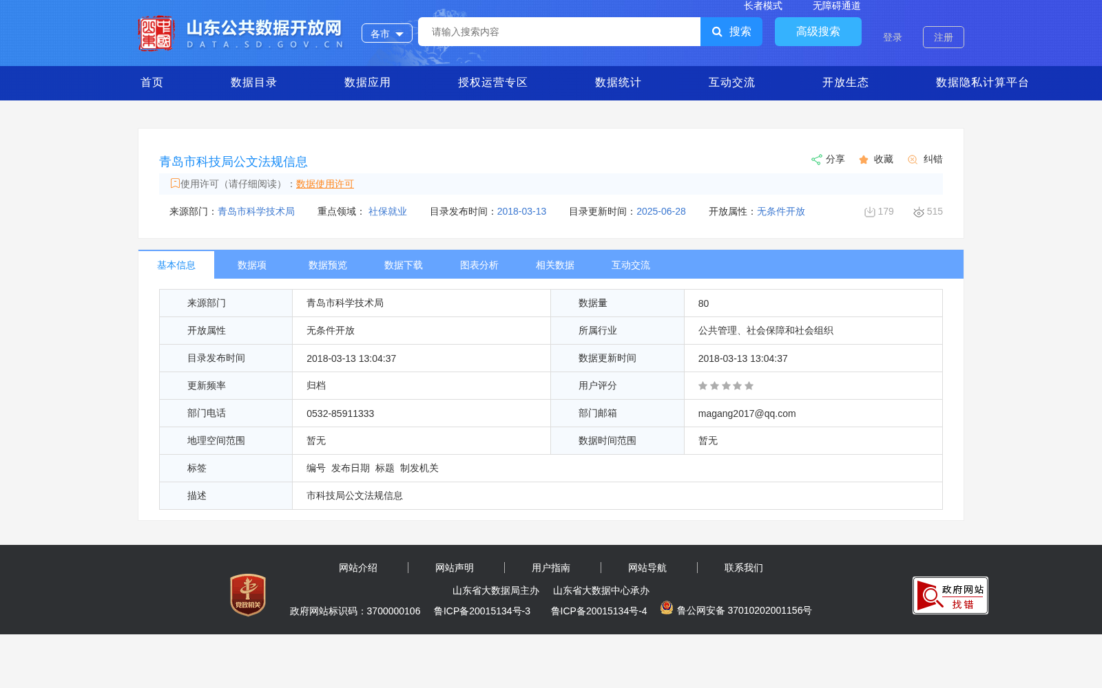 青岛市科技局公文法规信息 数据集图片