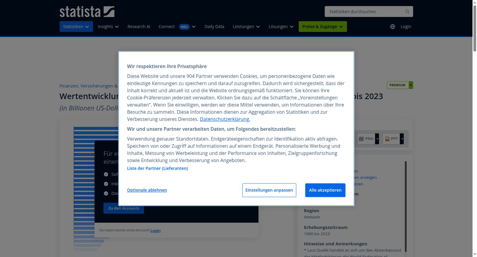 Wert des weltweiten Aktienbestands bis 2023 数据集图片