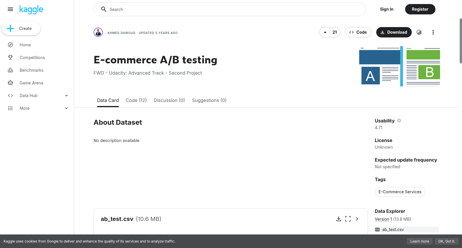 E-commerce A/B testing 数据集图片